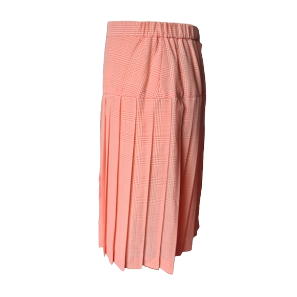 Lightweight Size M Orange Pleated Grid Check Short Skirt - Picture 3 of 7